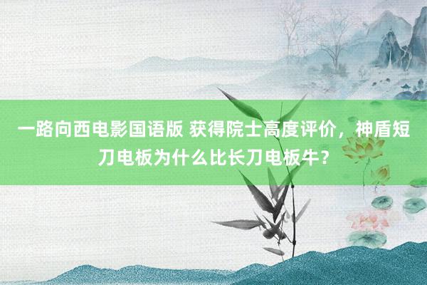 一路向西电影国语版 获得院士高度评价，神盾短刀电板为什么比长刀电板牛？