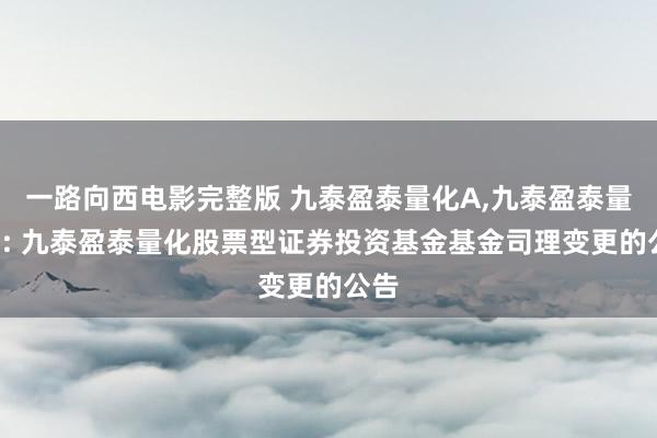 一路向西电影完整版 九泰盈泰量化A,九泰盈泰量化C: 九泰盈泰量化股票型证券投资基金基金司理变更的公告