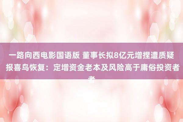 一路向西电影国语版 董事长拟8亿元增捏遭质疑 报喜鸟恢复：定增资金老本及风险高于庸俗投资者