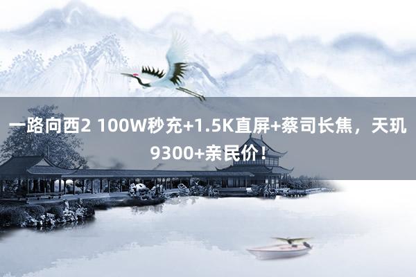 一路向西2 100W秒充+1.5K直屏+蔡司长焦，天玑9300+亲民价！