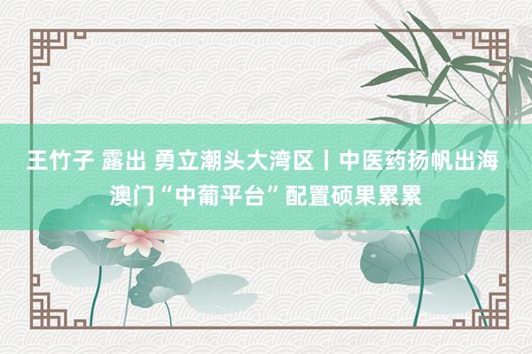 王竹子 露出 勇立潮头大湾区丨中医药扬帆出海 澳门“中葡平台”配置硕果累累