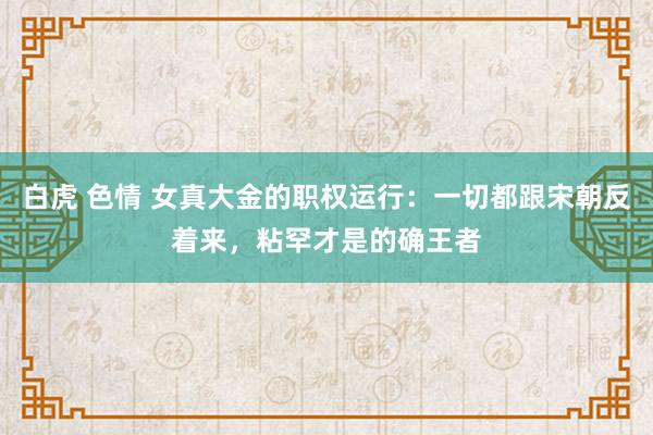 白虎 色情 女真大金的职权运行：一切都跟宋朝反着来，粘罕才是的确王者