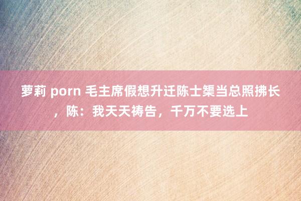 萝莉 porn 毛主席假想升迁陈士榘当总照拂长，陈：我天天祷告，千万不要选上