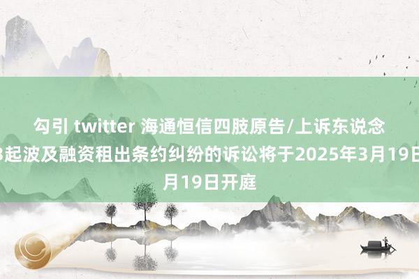 勾引 twitter 海通恒信四肢原告/上诉东说念主的3起波及融资租出条约纠纷的诉讼将于2025年3月19日开庭