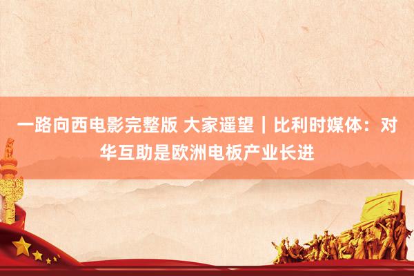一路向西电影完整版 大家遥望｜比利时媒体：对华互助是欧洲电板产业长进