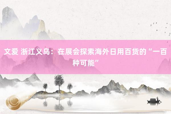 文爱 浙江义乌：在展会探索海外日用百货的“一百种可能”