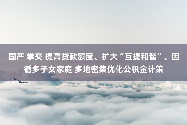 国产 拳交 提高贷款额度、扩大“互提和谐”、因循多子女家庭 多地密集优化公积金计策