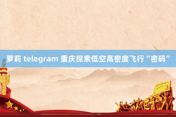 萝莉 telegram 重庆探索低空高密度飞行“密码”