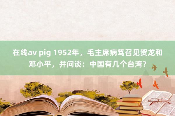 在线av pig 1952年，毛主席病笃召见贺龙和邓小平，并问谈：中国有几个台湾？