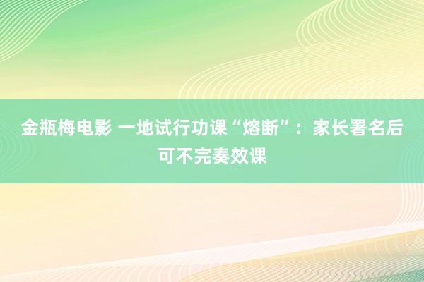 金瓶梅电影 一地试行功课“熔断”：家长署名后可不完奏效课