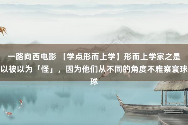 一路向西电影 【学点形而上学】形而上学家之是以被以为「怪」，因为他们从不同的角度不雅察寰球