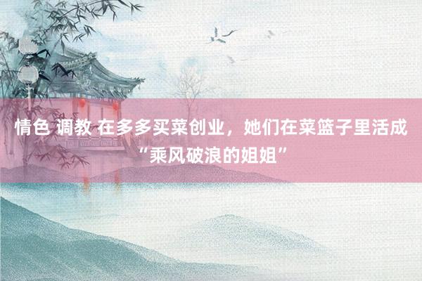 情色 调教 在多多买菜创业，她们在菜篮子里活成“乘风破浪的姐姐”