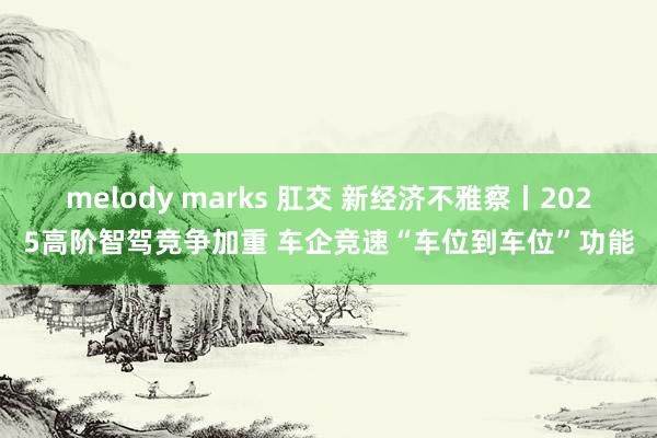 melody marks 肛交 新经济不雅察丨2025高阶智驾竞争加重 车企竞速“车位到车位”功能