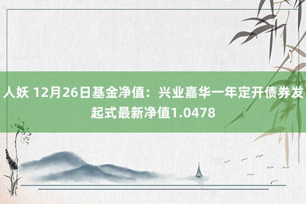 人妖 12月26日基金净值：兴业嘉华一年定开债券发起式最新净值1.0478
