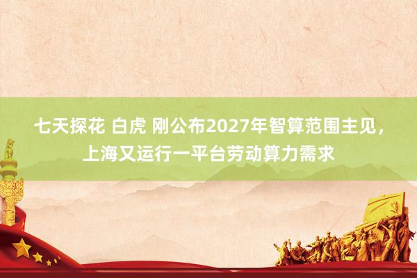 七天探花 白虎 刚公布2027年智算范围主见，上海又运行一平台劳动算力需求
