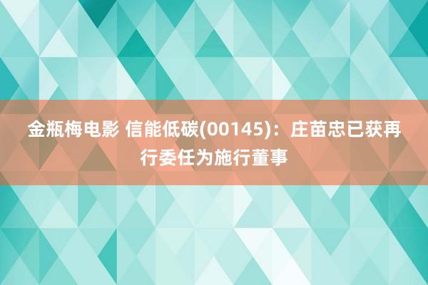 金瓶梅电影 信能低碳(00145)：庄苗忠已获再行委任为施行董事