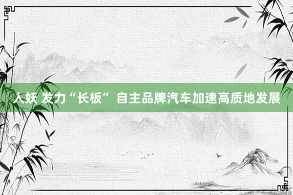 人妖 发力“长板” 自主品牌汽车加速高质地发展