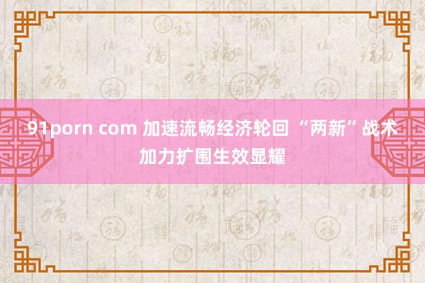 91porn com 加速流畅经济轮回 “两新”战术加力扩围生效显耀