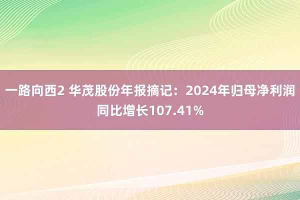 一路向西2 华茂股份年报摘记：2024年归母净利润同比增长107.41%