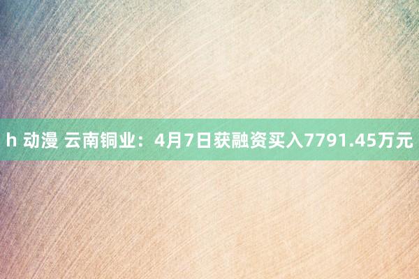 h 动漫 云南铜业：4月7日获融资买入7791.45万元