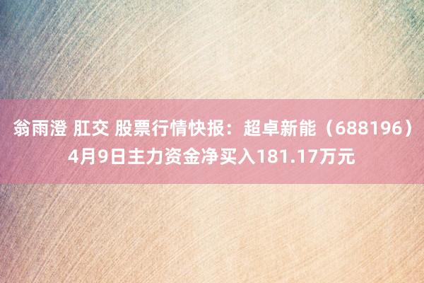 翁雨澄 肛交 股票行情快报：超卓新能（688196）4月9日主力资金净买入181.17万元