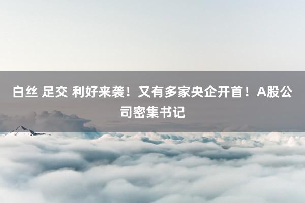 白丝 足交 利好来袭！又有多家央企开首！A股公司密集书记