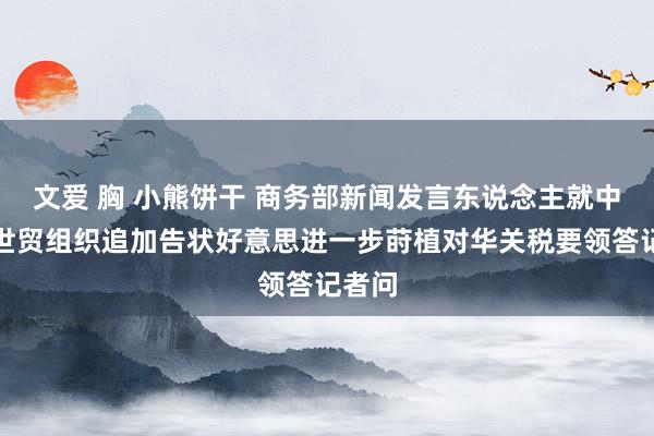 文爱 胸 小熊饼干 商务部新闻发言东说念主就中方辞世贸组织追加告状好意思进一步莳植对华关税要领答记者问