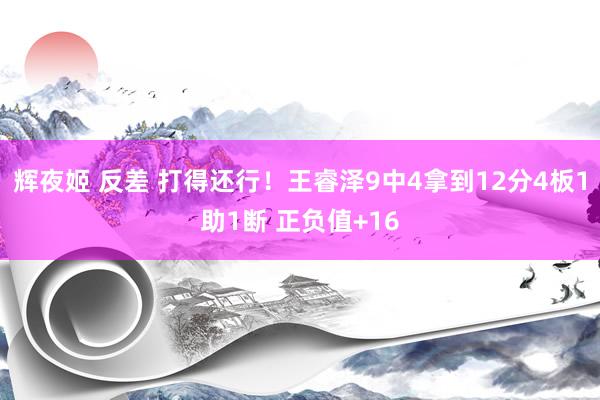 辉夜姬 反差 打得还行！王睿泽9中4拿到12分4板1助1断 正负值+16
