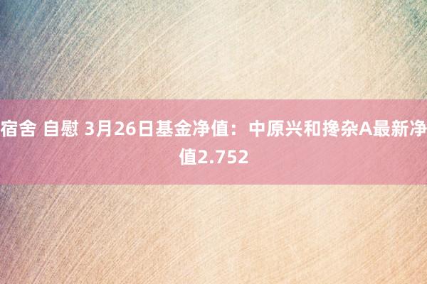 宿舍 自慰 3月26日基金净值：中原兴和搀杂A最新净值2.752