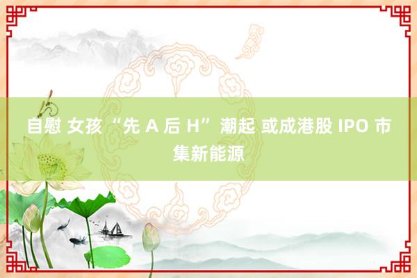 自慰 女孩 “先 A 后 H” 潮起 或成港股 IPO 市集新能源