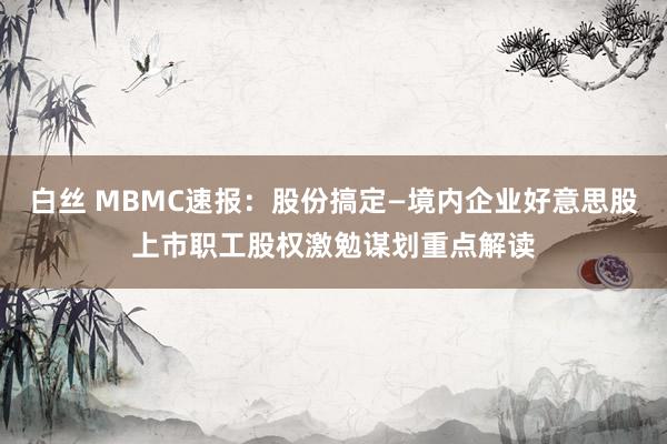 白丝 MBMC速报：股份搞定—境内企业好意思股上市职工股权激勉谋划重点解读