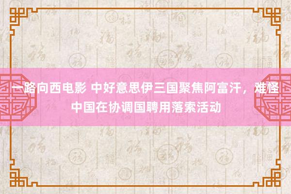 一路向西电影 中好意思伊三国聚焦阿富汗，难怪中国在协调国聘用落索活动