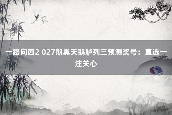 一路向西2 027期黑天鹅胪列三预测奖号：直选一注关心